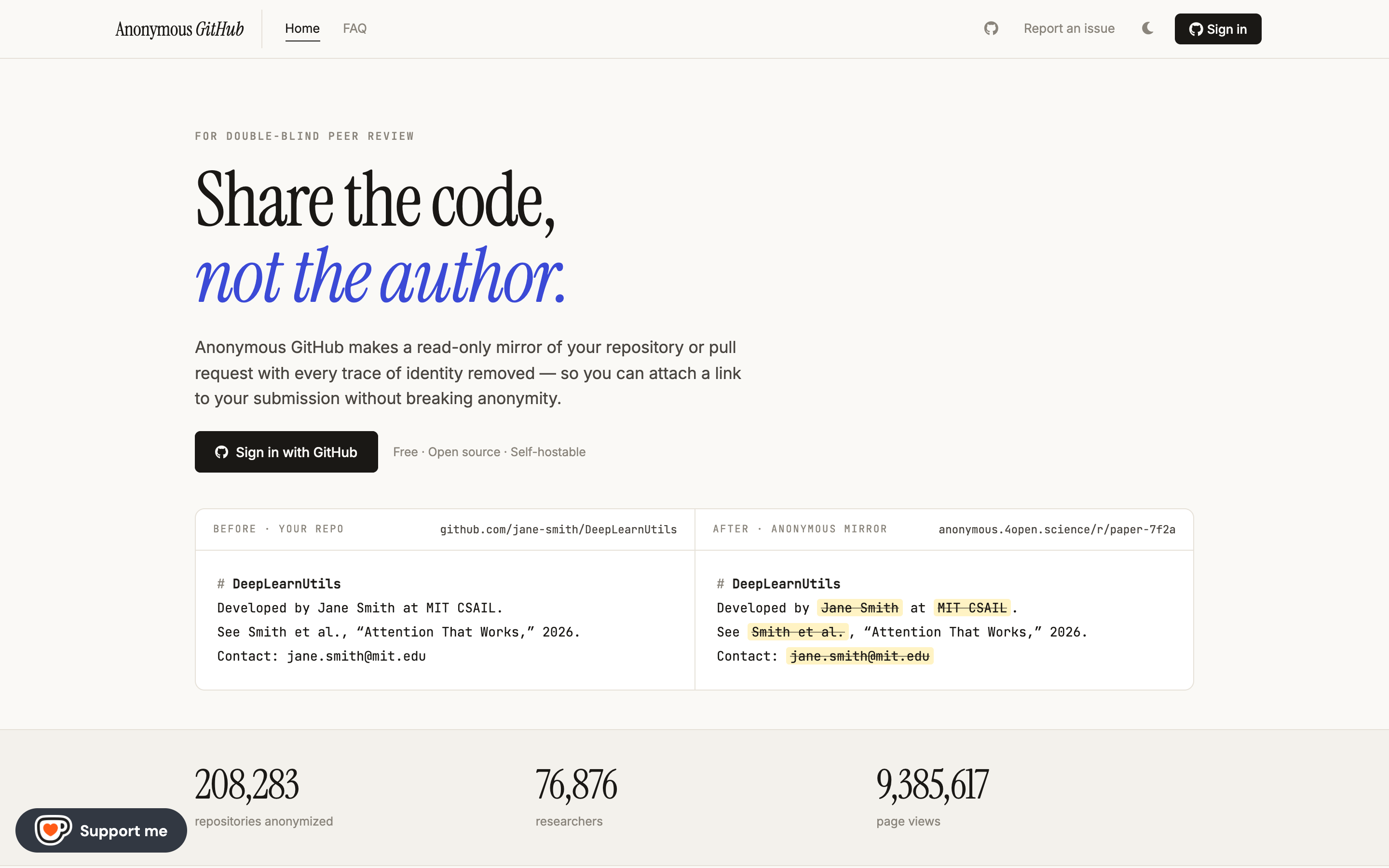 Anonymous GitHub screenshot